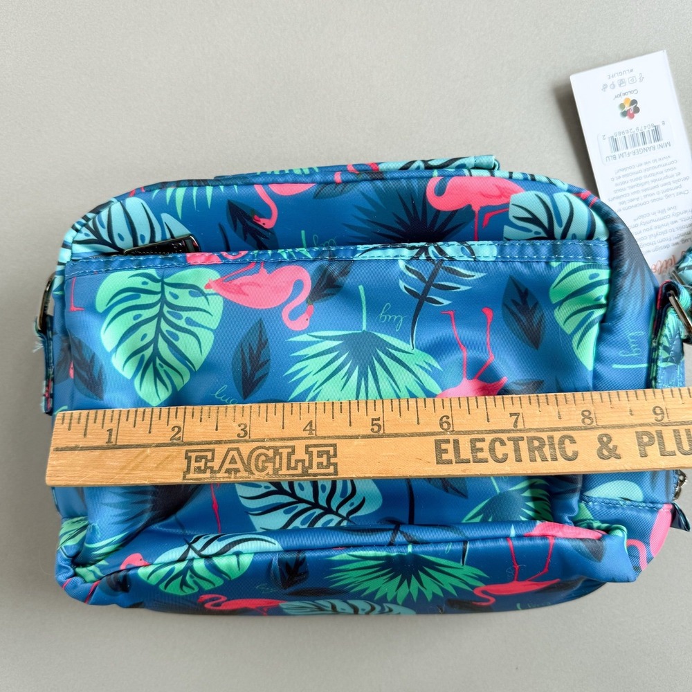 NWT Lug Mini Ranger Crossbody Bag Flamingo Blue RFID Quilted Travel Purse - Picture 11 of 12